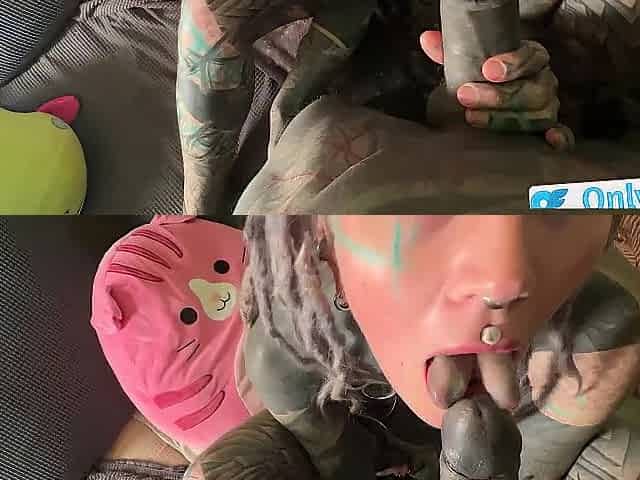 Crempie my Pussy - Tattoo gal gets a large load