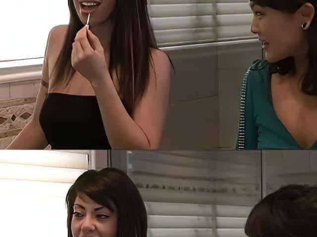 Fetish brunette lesbian licks and fingers sweet pussy