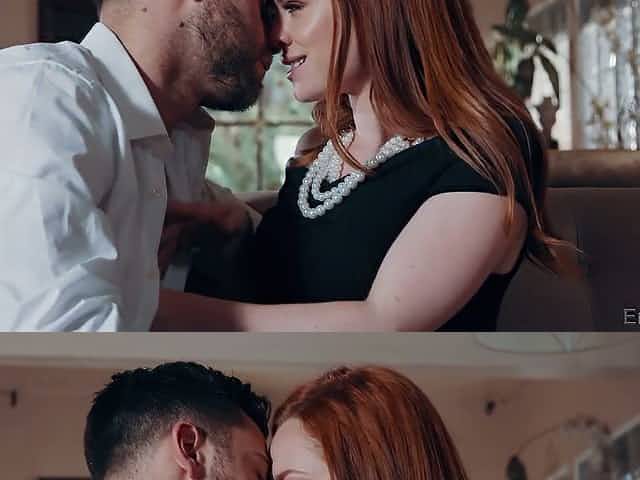 Perfect red haired babe Ella Hughes gives a stunning blowjob to her stud
