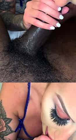 Amateur brunette fucks two big cocks