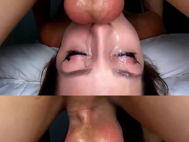 THROATPIE! GAG IN MOUTH AND CUM INSIDE! VERY SLOPPY FACE