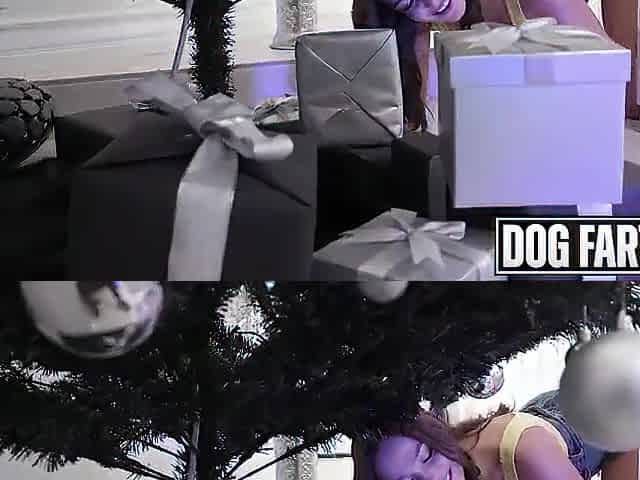 DOGFART - Breasty Rissa May Devours Stepdad's Giant Holiday Penis