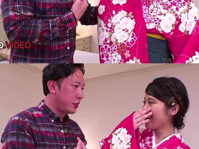 Kimono clad wife enjoys steamy night of passion