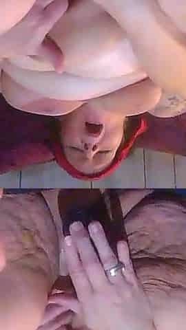 With the Panties on Her Head Pussy Juice Makes Her Cum Instead