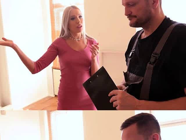 Blowjob and handjob for a blonde babe