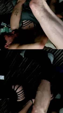 On Her Knees on Floor as I Take It From Behind