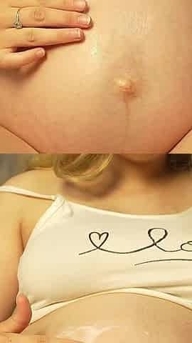 Giantess Blonde Pregnant Stepsister Shows Her Big Belly and Stretch Marks to Tiny Stepbrother Then Farts on Him