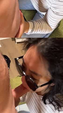 Hot Chinese Tinder Date Gets On Her Knees & Sucks Bwc For Huge Facial