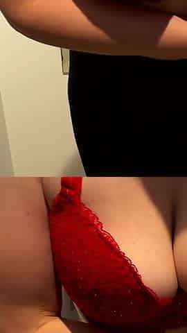 Risky Locker Room Tease Red Bra Try-on Leads to Sneaky Blowjob and Reward!