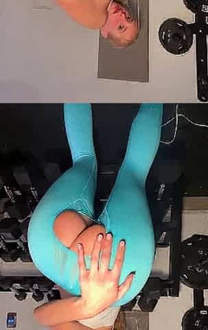 Hot blonde with big ass getting fucked in her home gym.