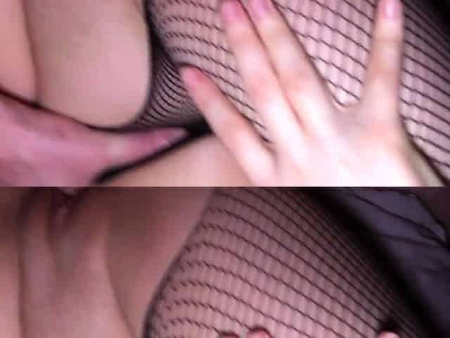 Omg This cute fresh bitch in fishnet stockings rides my