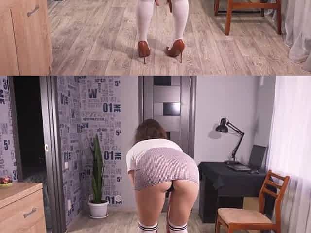Hot Legs Tease In Short Petticoat And Knee Socks