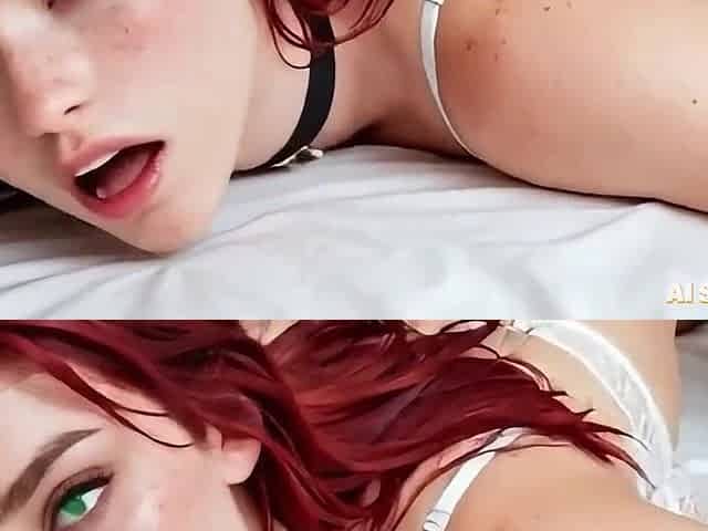 Banging step sis in twat and butt at home Redhead angel climax and large booty anal - Virtual Sex [AI generated]