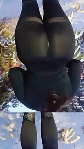 Photoshoot in a winter forest with a gal with a large butt
