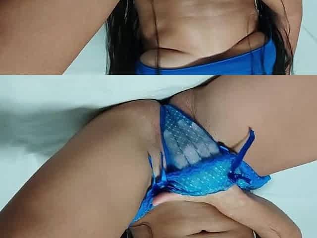 gorgeous cutie with constricted twat masturbates