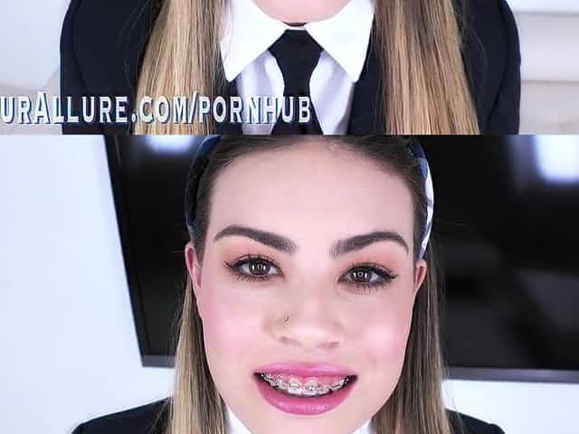 Veronica shows off her braces during try-out