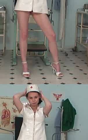 Teen nurse Arkida Reeves vanks her perfect pussy in gyno chair