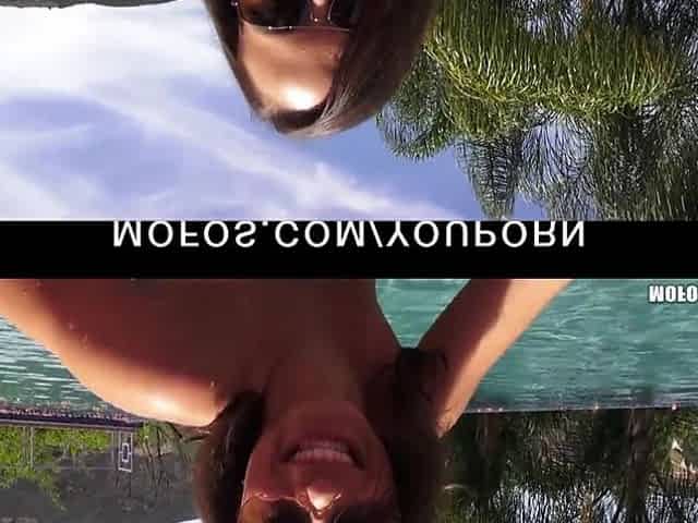 Hawt natural brunette hair Lily Love slim-dips in the pool previous to sex