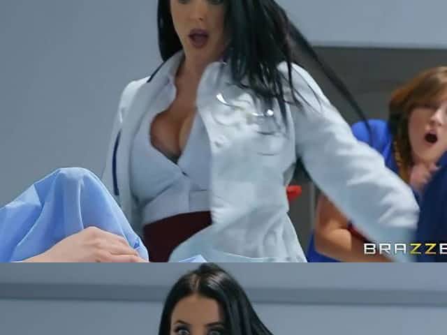 Doctor with king size boobs Angela White rides on cock in front of nurses