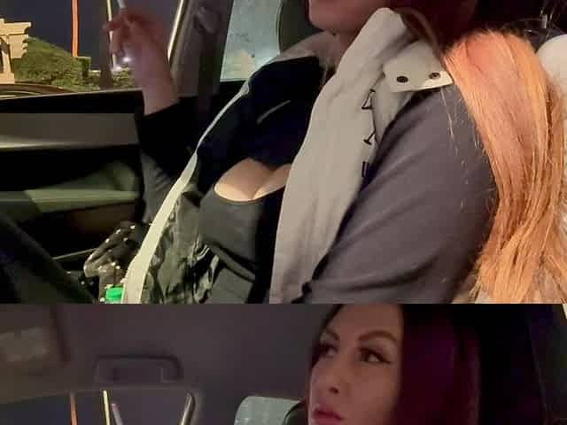 Italian Big Tits MILF Artemisia Flashing Her Big Tits in the Car While Smoking Outdoor Late at Night Italian Fetish