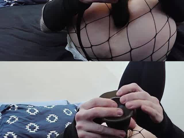 alternative maid femboy sex-toy riding & fleshlight play - fishnets, prostate tease & filthy cum