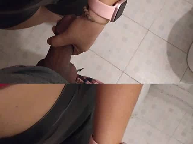 Melany Gives Me a Delicious Blowjob in the Bathroom