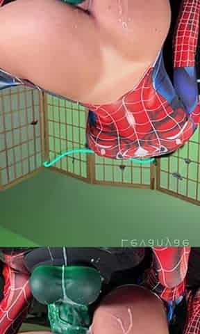 Hulk Overpowers Spider-beauty and Screws Her with His Massive Green Dong