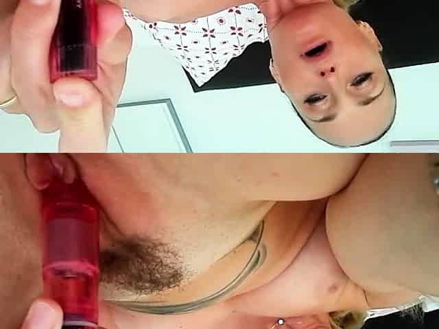 Blonde tight pussy babe solo toy fun in glamour masturbation