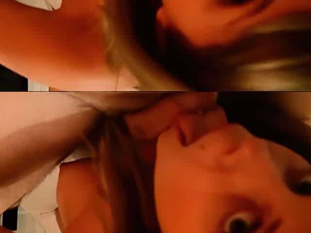Blonde with piercing blowjob and swallow