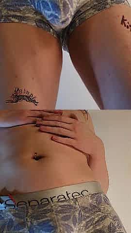 kit cumming in cute underclothing and licking their cum