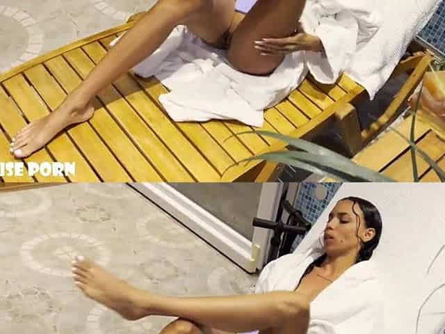 Tiny Latin babe Oily Footjob Steamy Sauna Surprise