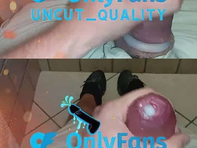 slow cum play on uncut dong! weenie ring made it giant!!