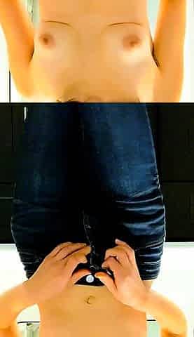 Small tit nubile in stockings masturbates