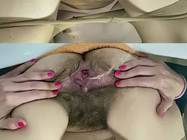 Bushy Vagina large clitoris