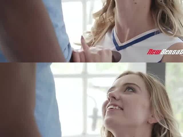 Cheerleader Gets Stretched Out With Isiah Maxwell And Haley Reed