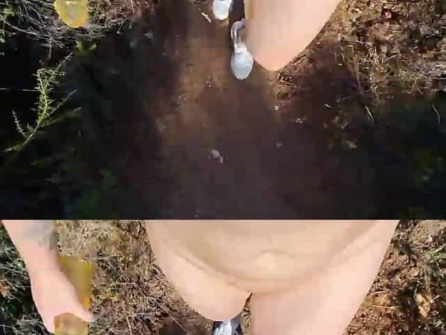 Latin babe nude outdoors screws a stranger with a schlong extender in a forest