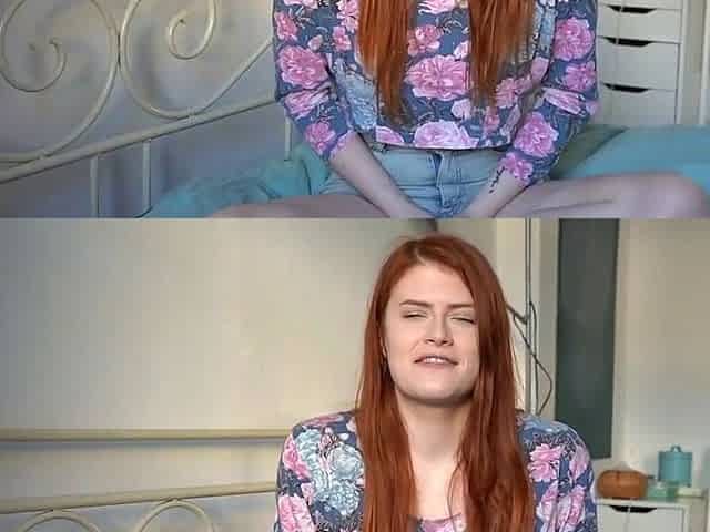 Amateur redhead rails a hefty fake penis solo
