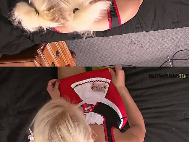 Oktoberfest Blond Sucks Jock and Gives Stockinged Footjob