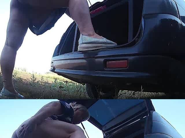 Mother-in-law Squirts Several Times in a Row Near the Car