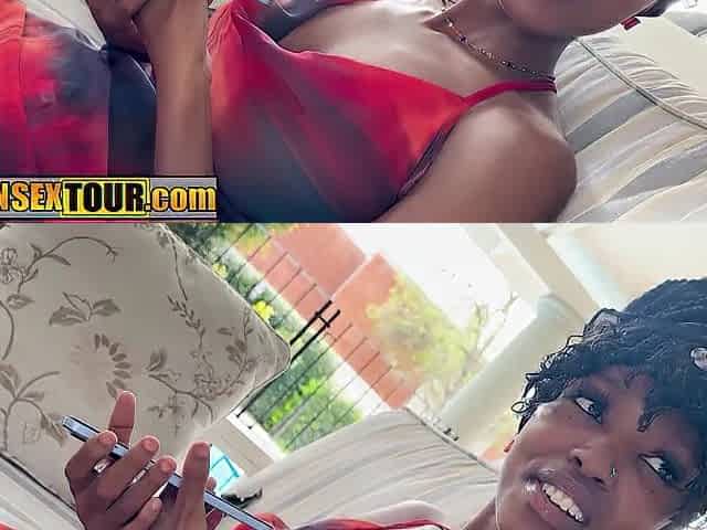 Black gal drank large dong and enjoyed coarse vagina screwing
