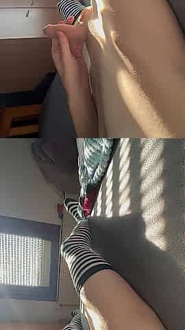 Femboy jerks off with a vibrator in his butt