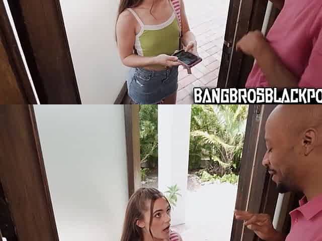 Cute teen wanted to watch if his shlong was actually that large so that babe went knocking at his door!