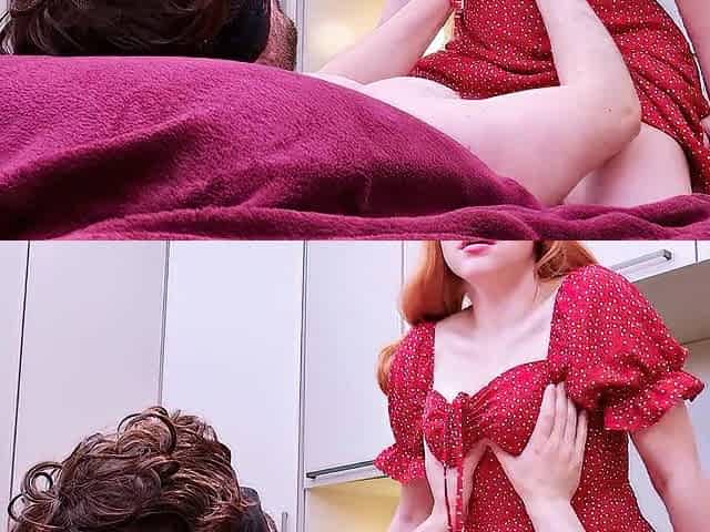 Lustful stepmom made me suck and cum on her breasts