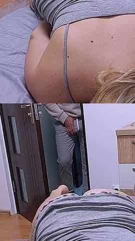 Pucking My Dick Masturbator While Watching in Secret My Stepsister Fingering Her Pussy