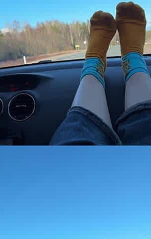 Feet on the dashboard