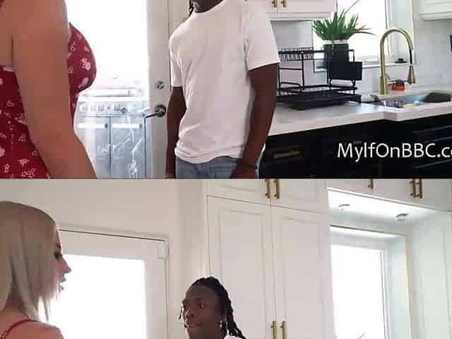 Large ebony dicking breasty blond mama next door