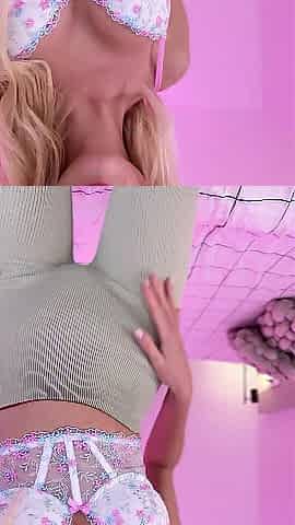 Golden-haired amateur teases her pretty large booty in lacy underware