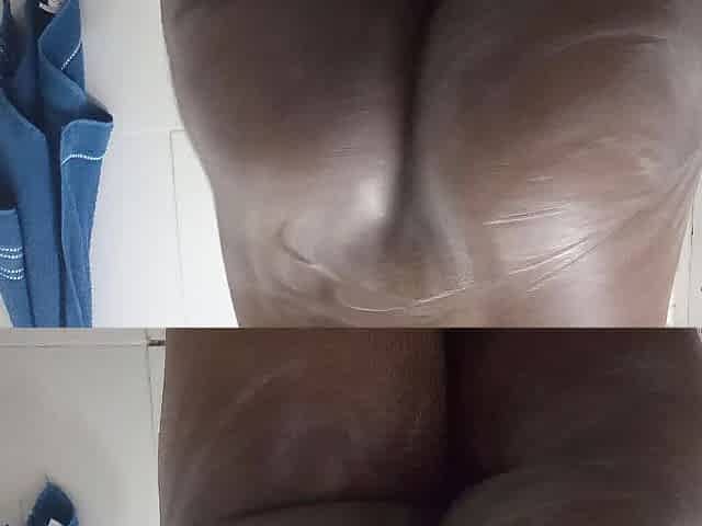 Bushy genital fetish in the washroom