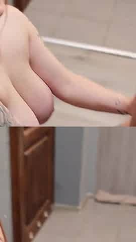 Busty Beautiful Student Girl Sucks off Fat Landlord for Rent, and He Cums in Her Mouth Until It Leaks.