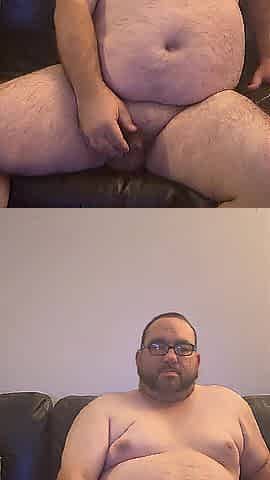 Plump man showing my tiny rod off previous to hard vertical